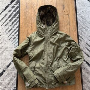 TNA Army Green Winter Jacket with Faux Fur Interior - Size Small